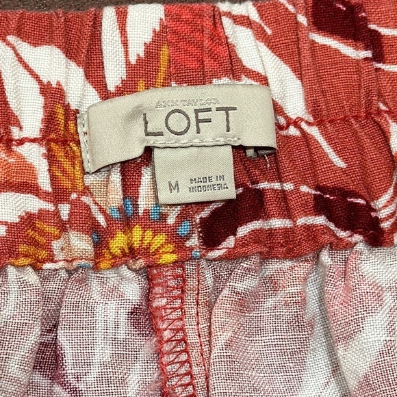 NEW LOFT coral floral print | Linen blend skirt with pockets Sz M - Picture 10 of 11